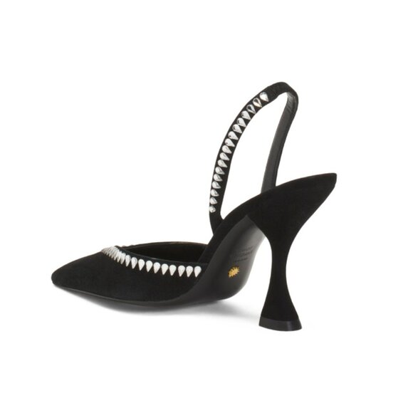 STUART WEITZMAN Black Made In Spain Suede Xcurve 100 Slingback Pumps - Picture 2 of 2